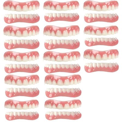 XZLZMD Silica Prosthesis Teeth Veneer Dentures for Perfect Smile Lnstant Repair of Cracked or Missing Dental Dental Prosthesis Top Bottom Dentures,13 pairs