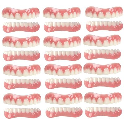 XZLZMD Silica Prosthesis Teeth Veneer Dentures for Perfect Smile Lnstant Repair of Cracked or Missing Dental Dental Prosthesis Top Bottom Dentures,12 pairs