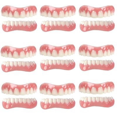 XZLZMD Silica Prosthesis Teeth Top Bottom Dentures Lnstant repair of Cracked or Missing Dental Cosmetic Natural Color Lnstant Veneers Reusable,9 pairs