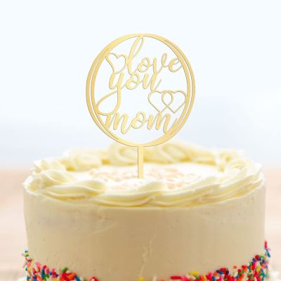 Best Mum Ever Cake Topper Happy Birthday Mom Cake Toppers Mother's Day Gift Cake Topper for Mother's Day Mom's Birthday Party Suppliers Mirrored Gold Acrylic