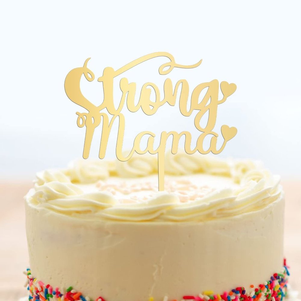 Happy Mother's Day Cake Topper Mirrored Gold Acrylic Cake Topper Mum Mom Cake Topper Mother's Day Gift Mom Birthday Party Decorations