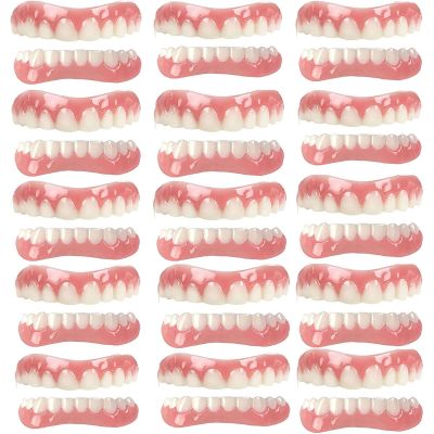 XZLZMD Silica Prosthesis Teeth Top Bottom Dentures Cosmetic Natural Color Lnstant Veneers Reusable Lnstant repair of Cracked or Missing Dental,15 pairs
