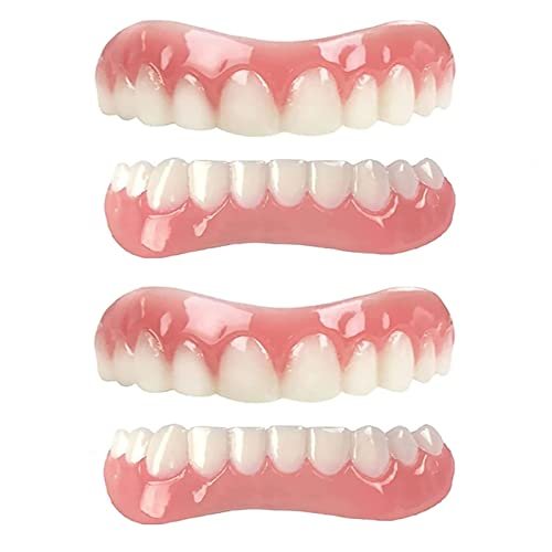 Silica Prosthesis Teeth Reusable Lnstant Repair of Cracked or Missing Dental Dental Care Veneers Top Bottom Dentures for Perfect Smile,2 Pair