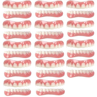 XZLZMD Silica Prosthesis Teeth Dental Care Veneers Top Bottom Dentures Reusable Lnstant repair of Cracked or Missing Dental for Perfect Smile Unisex,14 pair