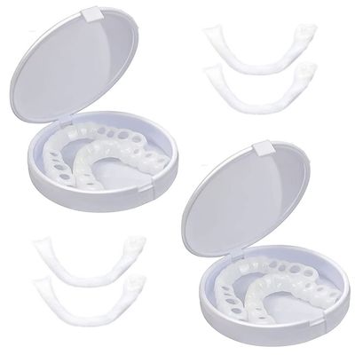 XZLZMD Silica Dentures Lnstant repair of Cracked or Missing Dental Dental Temporary False Teeth Top and Bottom Tooth Cover Alternative Dentures,2 pair