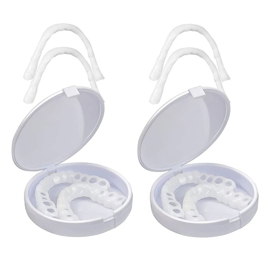 XZLZMD Silica Dentures Top Bottom Dental Prostheses Lnstant repair of Cracked or Missing Dental Prosthesis Cosmetic Natural Color Lnstant Veneers,2 pair