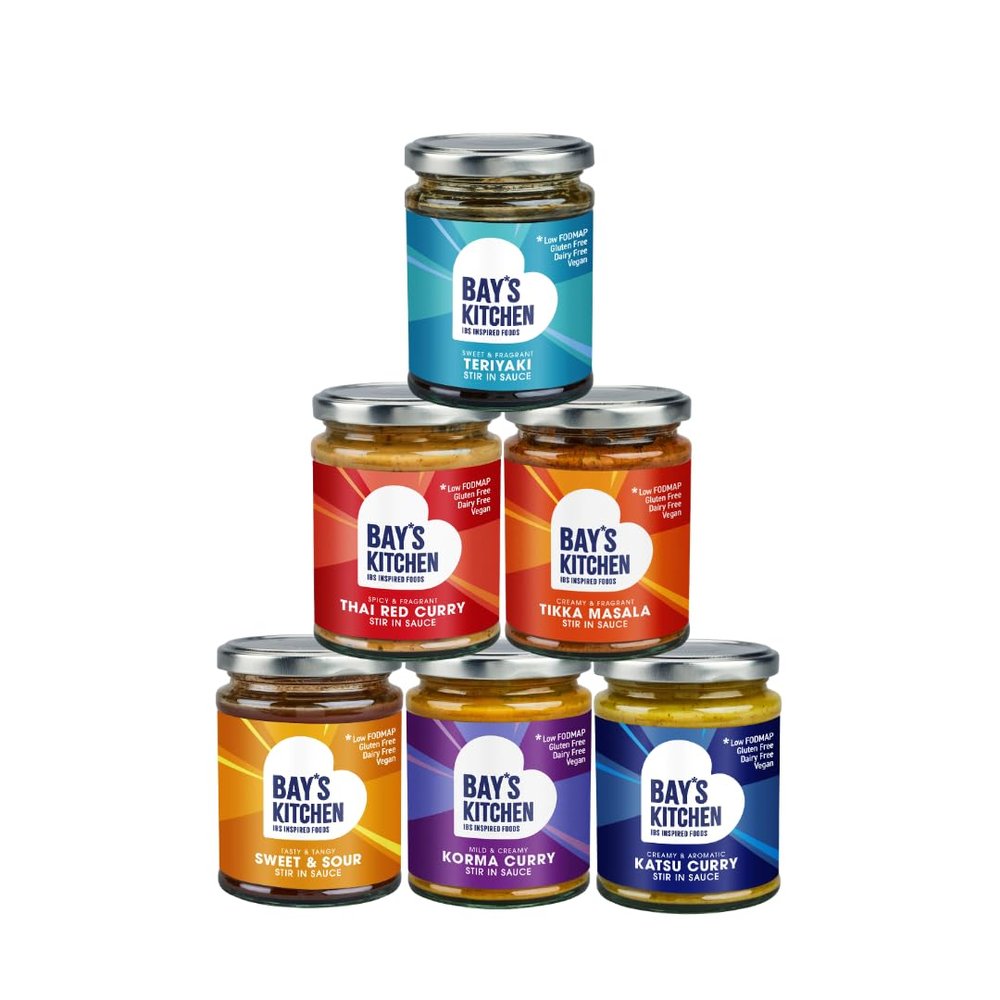 Bay's Kitchen Asian Bestselling Cooking Sauce Bundle (6 jars) including Sweet & Sour Sauce, Korma and Tikka Masala, Katsu, Teriyaki and Thai Red Curry, Gluten-Free, Dairy-Free and Low Fodmap