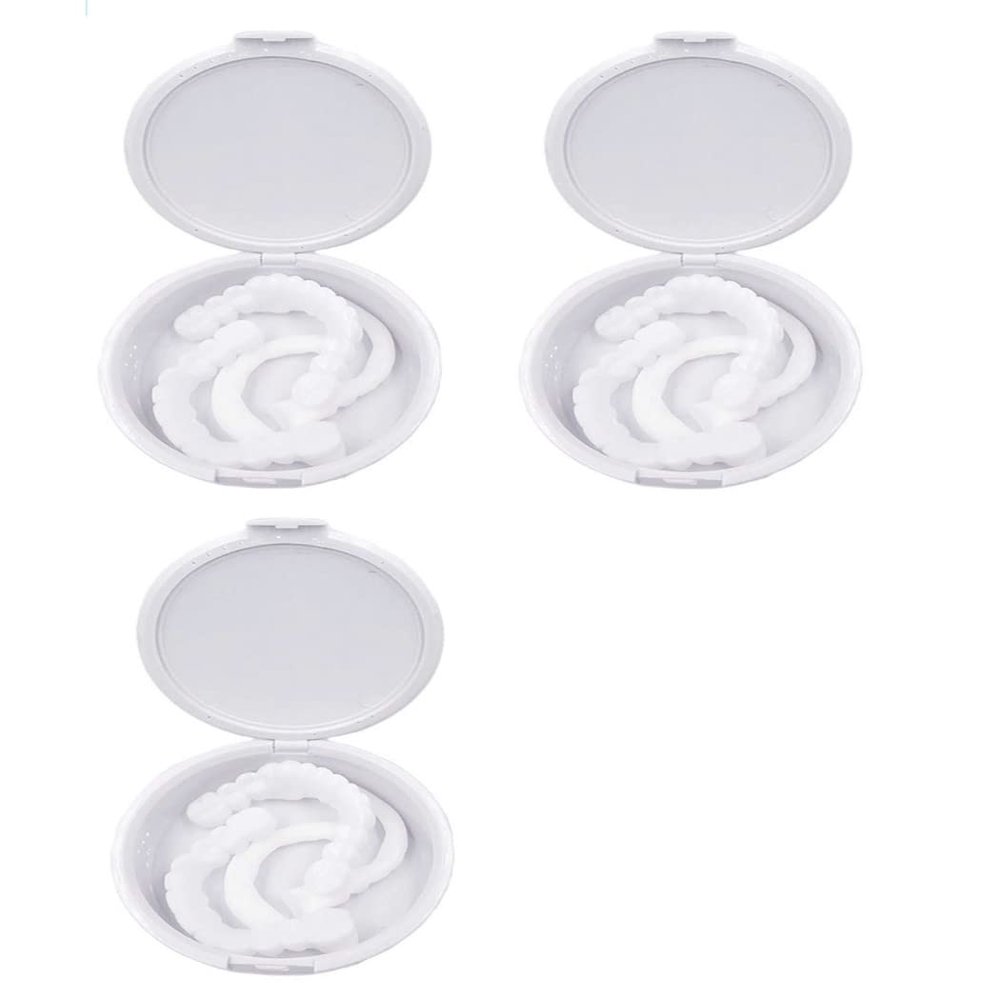XZLZMD Silica Dentures Reusable Lnstant repair of Cracked or Missing False Teeth Top and Bottom Prosthesis Teeth Veneers Fake Tooth Kit,3 pairs