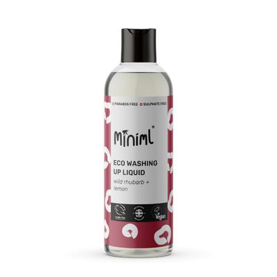 Miniml Eco Washing Up Liquid 500ml - Rhubarb Scented Non Bio & Skin Sensitive Friendly Dish Wash Cleaner that's Plant Based Vegan & Cruelty Free - Natural Cleaning Products (50 Washes)