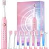 Electric Toothbrush for Adult, Sonic Toothbrushes with 8 Brush Heads 40000 VPM 5 Modes, Sonic Toothbrushes Fast Rechargeable 4 Hours Last 30 Days (P1, Blompink) view 1