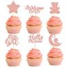 Gyufise 24Pcs Baby Shower Girl Cupcake Toppers Moon Rose Gold Glitter Bear Star It's a Girl Hello World Gender Reveal Cupcake Picks Baby Shower Kids Girls Birthday Party Cake Decorations Supplies view 1