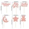 Gyufise 24Pcs Baby Shower Girl Cupcake Toppers Moon Rose Gold Glitter Bear Star It's a Girl Hello World Gender Reveal Cupcake Picks Baby Shower Kids Girls Birthday Party Cake Decorations Supplies view 2