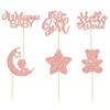 Gyufise 24Pcs Baby Shower Girl Cupcake Toppers Moon Rose Gold Glitter Bear Star It's a Girl Hello World Gender Reveal Cupcake Picks Baby Shower Kids Girls Birthday Party Cake Decorations Supplies view 3
