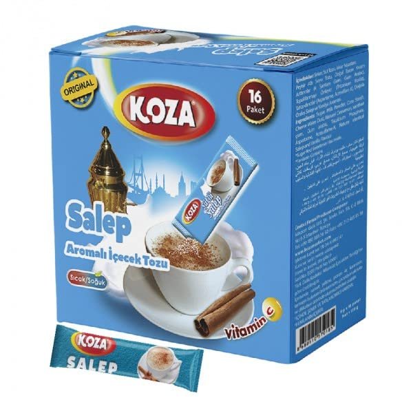 KOZA Instant Salep beverage powder stick individually packed 16 pieces | powder for hot or cold drinks | Turkish drink chocolate | milk drink | cay | milk powder | Sahlep