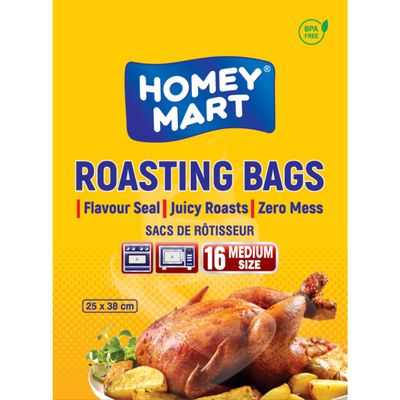 16 x Roasting Bags Flavour Seal Cooking Bags for Ovens and Microwaves Perfect for Roasting Chicken Fish Meat Turkey and Vegetables  Medium Oven Bags