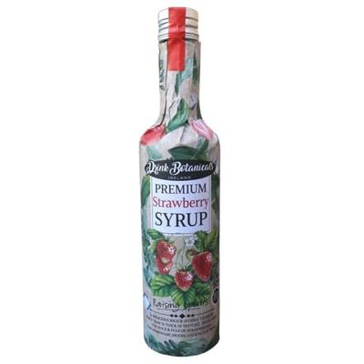 Drink Botanicals Ireland Premium Strawberry Syrup Made from the Juice & Pulp of Strawberries 30 Servings 500ML (Glass Bottle) For Cocktails, Mocktails, Desserts, Homemade Drinks & Lemonades