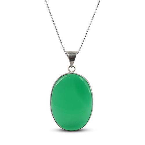 Frienemy Presents AAA Green Onyx Pendant Oval Shape Crystal Stone Locket - Pendant with Metal Chain for Reiki and Crystal Gemstone for Unisex (Color : #Frienemy-777
