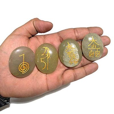Frienemy Presents Green Jade Reiki Symbol Set Reiki Symbol Crystal Set Reiki Symbol Stone Reiki Symbol Set 4 Pc for Reiki and Crystal Stones (Color : #Frienemy-110