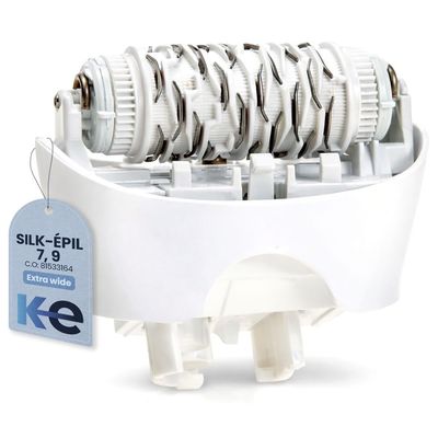 Anakel Home Replacement Hair Removal Head 81533164 Compatible with Braun Silkepil 7, Silkepil 9, Xpressive and SensoSmart, Extra Wide Head, White