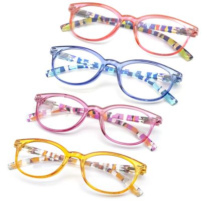 HEEYYOK Reading Glasses for women,+1.25 Readers glasses for women,retro Round Frame,Spring Hinges Includes 4 Pouch