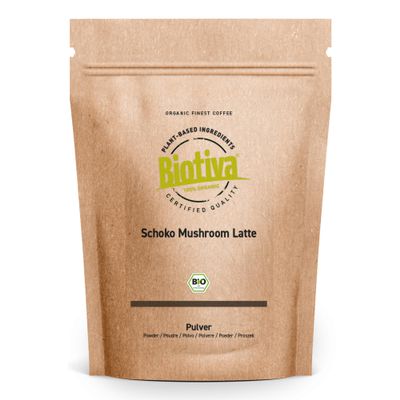Biotiva Chocolate Mushroom Latte 100g - Bottled and Produced in Germany