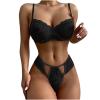 UIVHLW Chemises & Negligees Chest Pad Transparent Lace Mesh Women's Underwear Black view 1
