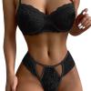 UIVHLW Chemises & Negligees Chest Pad Transparent Lace Mesh Women's Underwear Black view 2