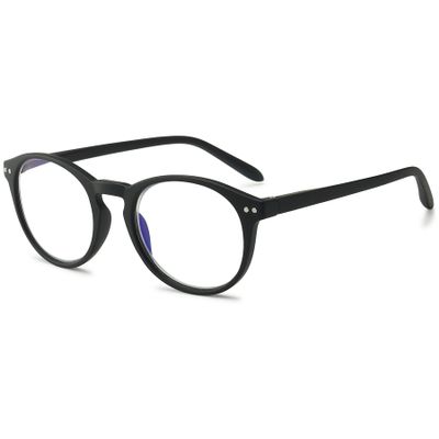 Lanomi Round Blue Light Blocking Reading Glasses Women Men Lightweight Large Frame Readers Eyeglasses Spring Hinge Anti Blue Eyewear (Black, 4.0)