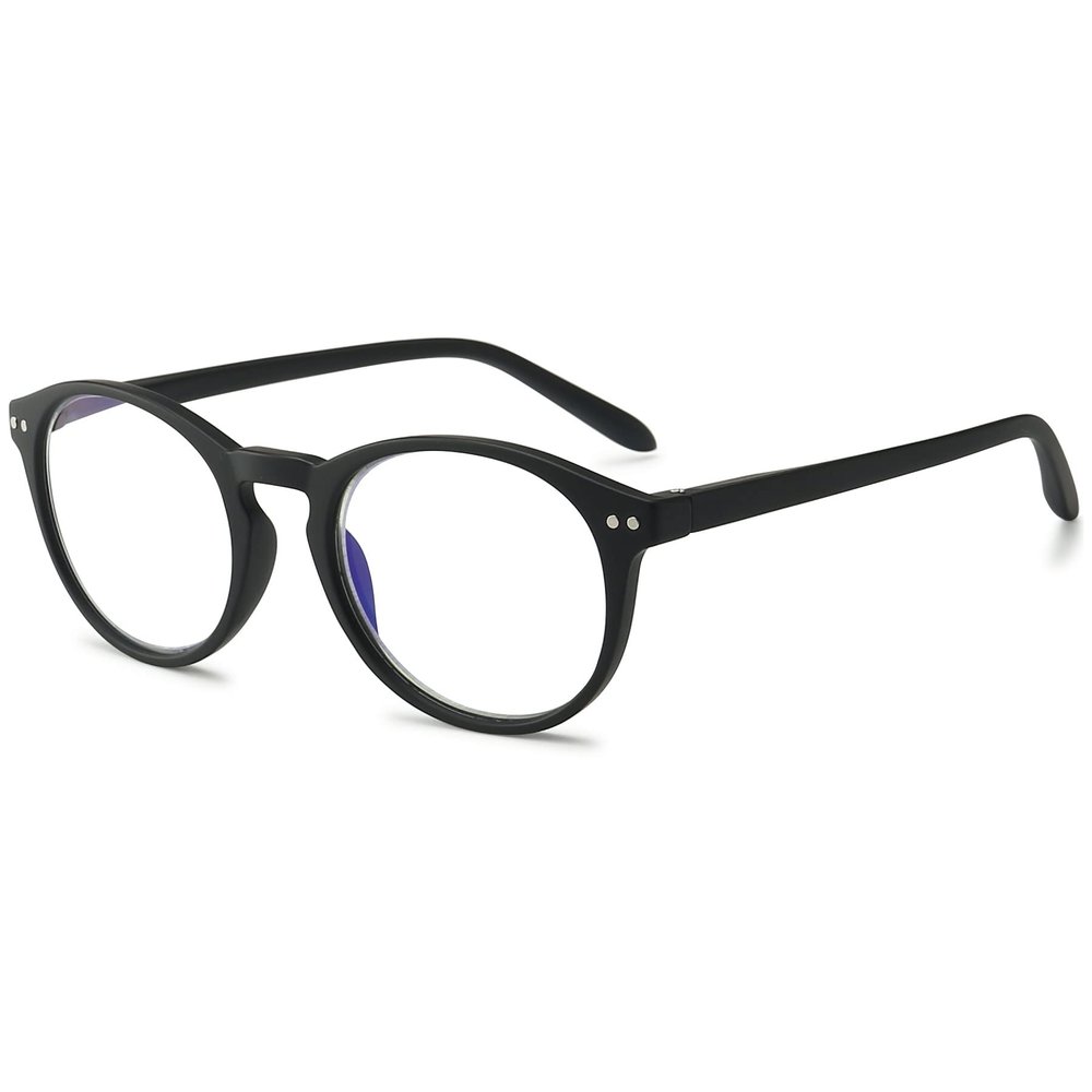 Lanomi Round Blue Light Blocking Reading Glasses Women Men Lightweight Large Frame Readers Eyeglasses Spring Hinge Anti Blue Eyewear (Black, 4.0)