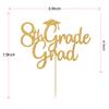 Gold Glitter 8th Grade Grad Cake Topper - Class of 2022 Congrats Grad Cake Decor, Fifth Grade Graduation Party Decorations view 2