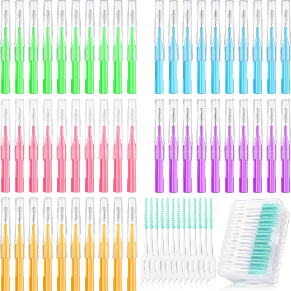 250 Pieces Interdental Brush Tooth Floss Tooth Cleaning Tool Toothpick Dental Tooth Flossing Head Oral Dental Hygiene Dental Flosser Teeth Soft Dental Picks Refill Toothpick Cleaners (Fresh Color)