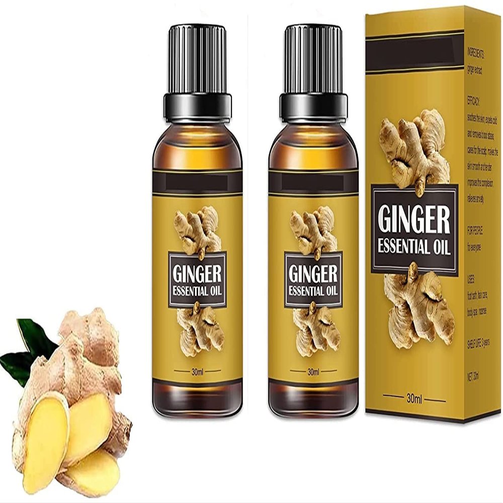 2/3 pcs Lymph Detoxification Ginger Oil, Belly Drainage Ginger Oil, Ginger Oil Lymphatic Drainage Relax Body Massage Liquid (2pcs)