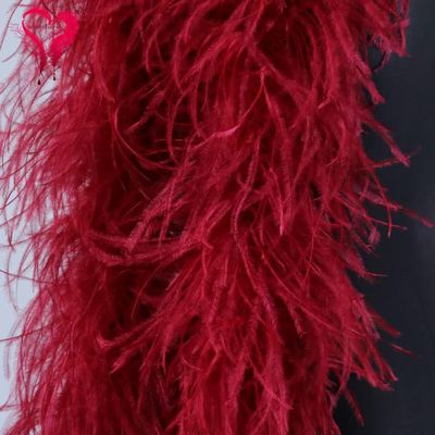 6 Ply Ostrich Feathers Boa Scarf Wedding Party Decoration Feather Shawl DIY Stage Clothing 2 Meters/1 pcs-Wine Red,6 Ply
