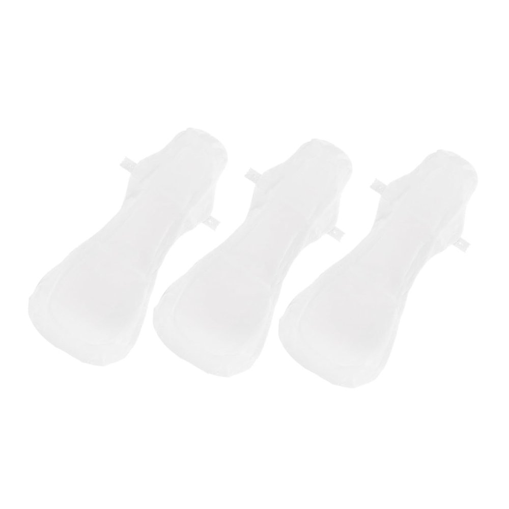 3pcs Reusable Sanitary Cotton Period Pads Absorbent Washable Feminine Pads Panty Liners for Women Girls Teens 420mm White