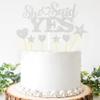 Mobile Stuff Glitter She Said Yes Cake Topper, Bridal Shower / Engagement / Proposal Cake Decoration - Bride To Be - Bachelorette Party Decoration, Wedding / Bride Shower Party Supplies (Silver) view 1