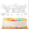 Mobile Stuff Glitter She Said Yes Cake Topper, Bridal Shower / Engagement / Proposal Cake Decoration - Bride To Be - Bachelorette Party Decoration, Wedding / Bride Shower Party Supplies (Silver) view 2