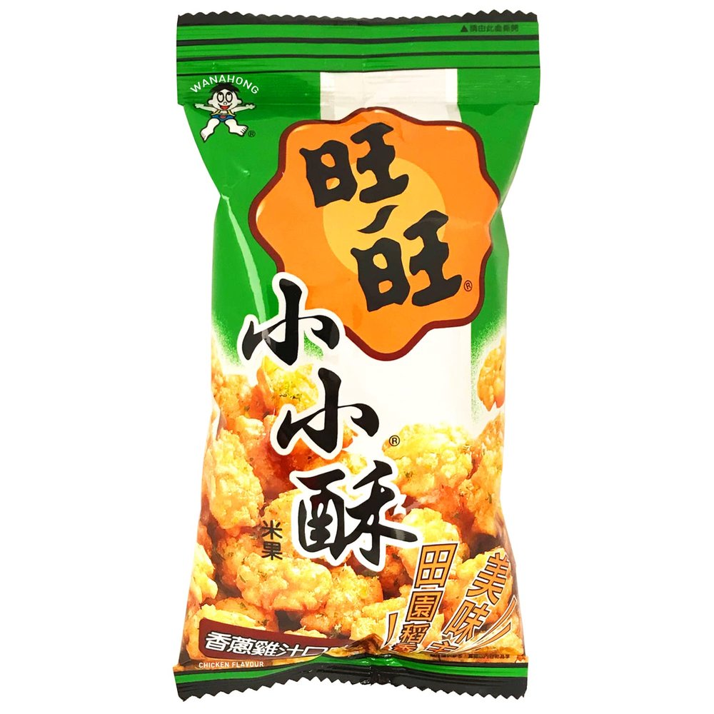 WaNaHong WantWant Premium Rice Crackers | Seaweed, Chicken, Original Crispy Rice Cake Snacks (Chicken Flavour, 1080g (18 Packs x 60g))