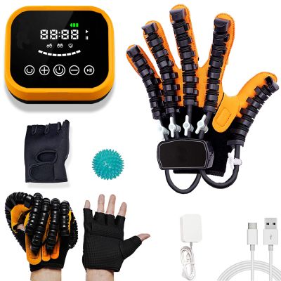 TOYIFEI Rehabilitation Robot Glove, Rehabilitation Training Gloves, Finger Training, Finger Orthosis, Functional Hand Splint For Long-Term Relief(Size:M-Left,Color:Orange)