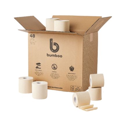 Bumboo Bamboo Toilet Roll 48 Pack | Unbleached Toilet Paper 3 ply, 300 Sheets | Eco Toilet Rolls Bulk Buy | Plastic-Free, Soft, Strong, Sustainable & Biodegradable Loo Roll