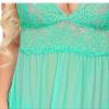 UIVHLW Chemises & Negligees V-Neck Pajamas Sheer Mesh Lace Night Dress Mint Green view 3