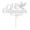Silver Glitter Mi Confirmacin Cake Topper - Holy Confirmation Decorations - Wedding, Bridal Shower, God Bless, Baptism Party Decorations view 2