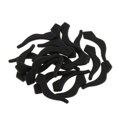10 Pairs Silicone Glasses Ear Hooks Tip Eyeglasses Grip Anti-slip Temple Holder - Black, as described