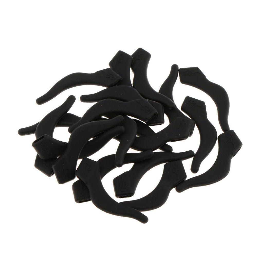 10 Pairs Silicone Glasses Ear Hooks Tip Eyeglasses Grip Anti-slip Temple Holder - Black, as described