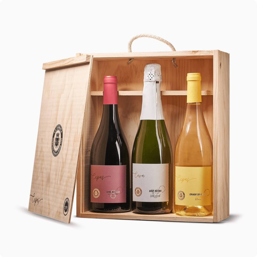 Wooden 3 Wine Pencil Case