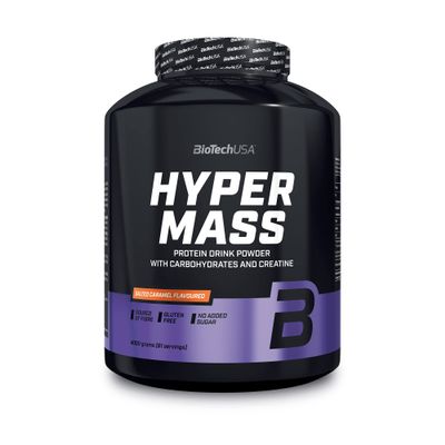 BioTechUSA Hyper Mass - Mass Gainer with Carbs & Protein Blend | Micronised Creatine | Gluten-Free, 4 kg, Salted Caramel
