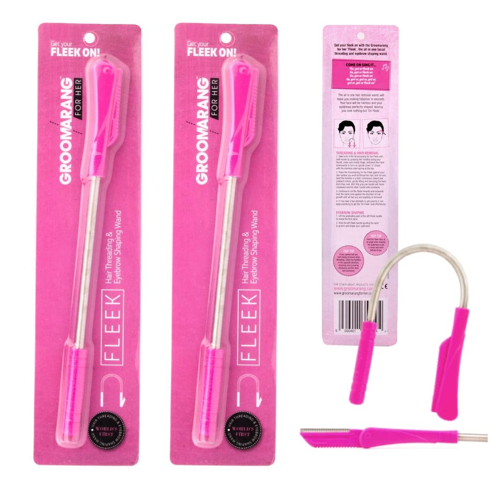 Eyebrow Shaper & Dermaplaning Tool with Epilator - x2 Groomarang Razor Shaver for Her Dermaplaning Blades for Face, Eyebrows, Legs, Arms etc - Removes Unwanted Peach Fuzz, Eyebrow & Facial Hair