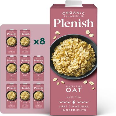 Plenish Organic Unsweetened Oat Milk 1L (Pack of 8)