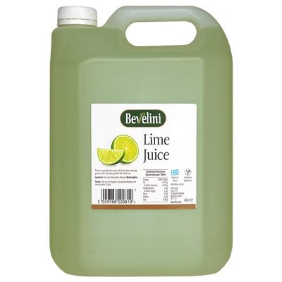 Bevelini Mediterannean 100% Pure Lime Juice, 4L (Large, Catering Size) Made from Fresh Mediterranean Limes. Perfect for Margarita, Tacos, Drinks, Sauces, Salad Dressings, Cocktails + More