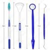 4-Pcs Dental Care Kit in Blue Colour, Oral Cleaning Tool Set, Dental Pick, Dental Mirror, Tongue Cleaner and Toothbrush, Dental Plaque Removal Tools, Ideal for Travel or Small Bathrooms view 4