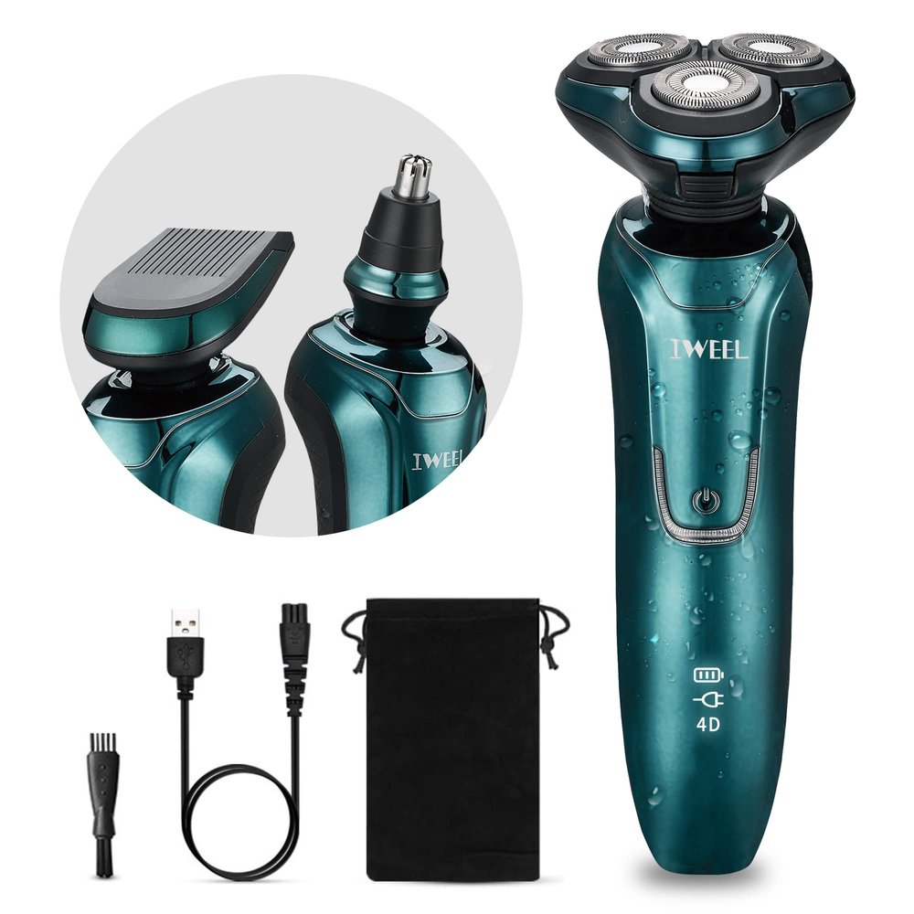 Electric Razor for Men, Electric Shaver Beard for Men Face 3 in 1 Rotary Shavers Nose Sideburn Trimmer Cordless Rechargeable Shaving Kit Wet Dry Use Waterproof IPX7